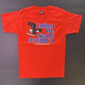 Vintage United We Stand Our Voice Must Be Heard Single Stitch Tshirt Men's M Red